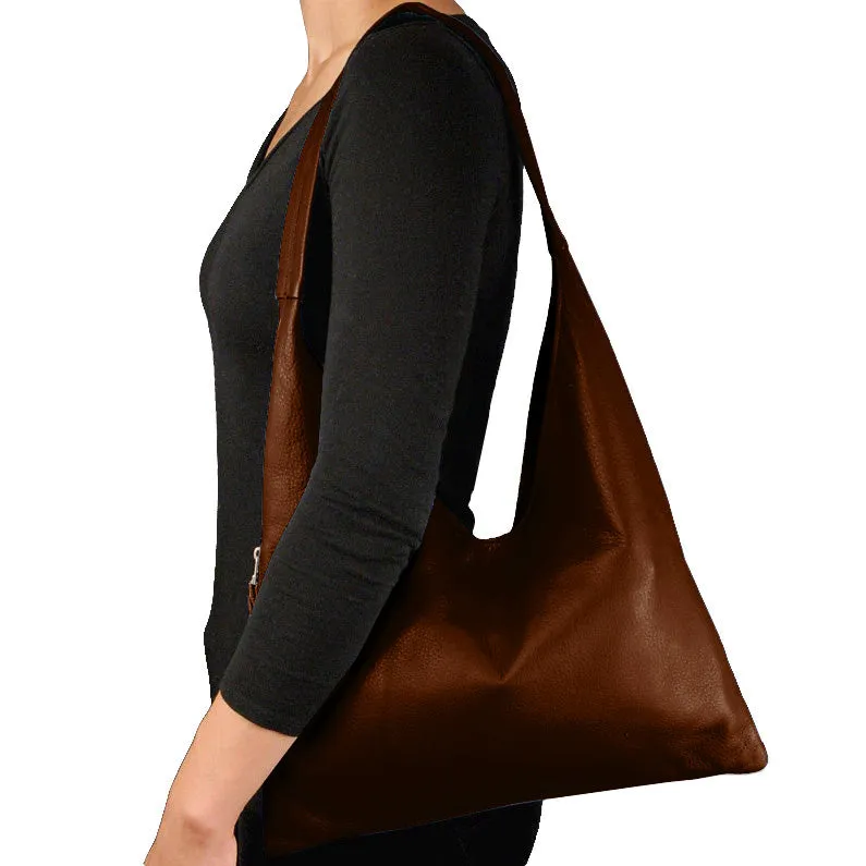 Sven V-top leather hobo with phone pocket