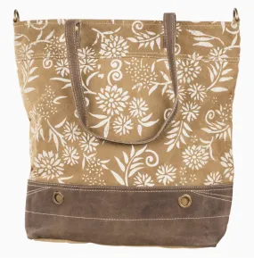 Tan Canvas Floral Tote