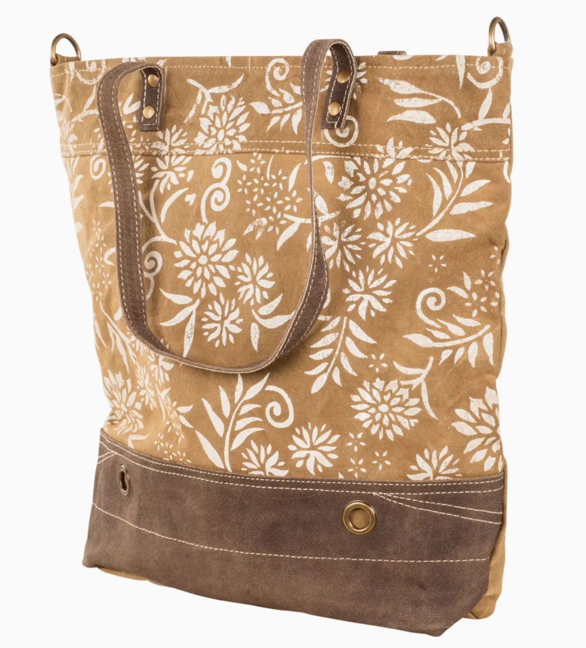 Tan Canvas Floral Tote