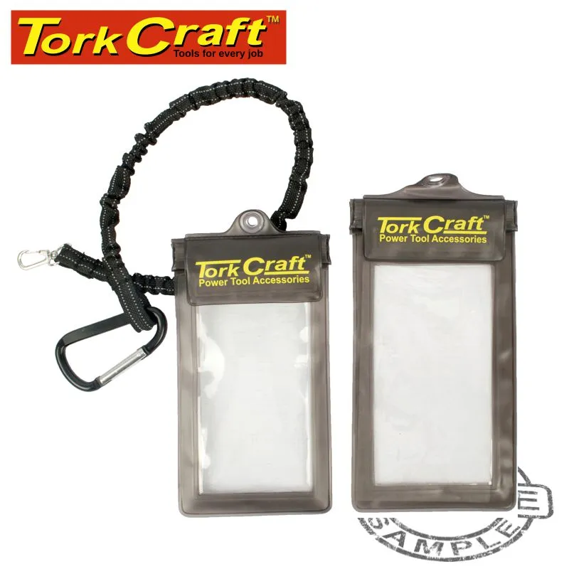 TORK CRAFT TWIN PHONE PROTECTION POUCH KIT 2 X POUCH 1 X LANYARD PVC WATERPROOF TC991090