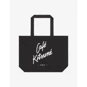 Unisex Tote Bag Cafe Kitsune Bk - Black