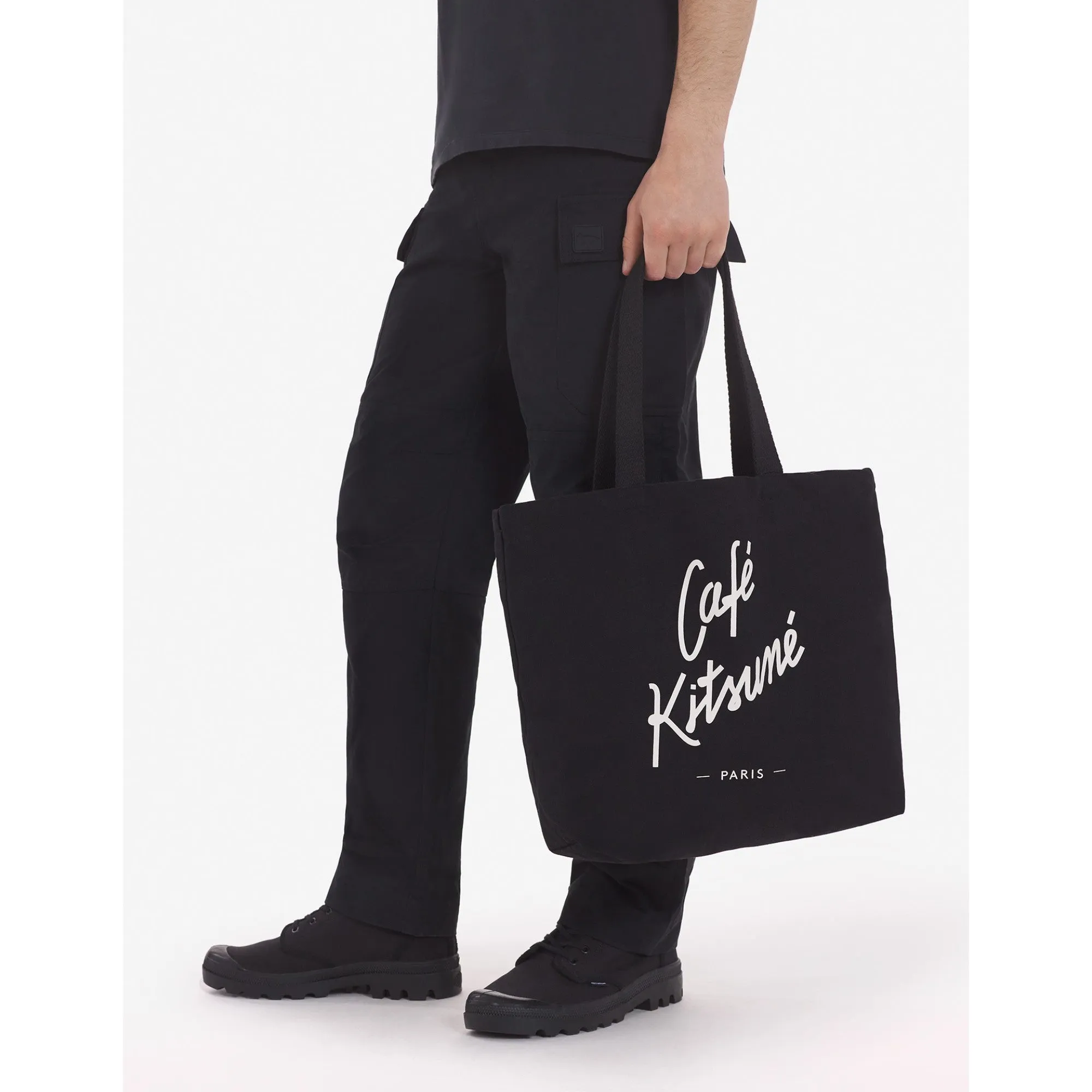 Unisex Tote Bag Cafe Kitsune Bk - Black