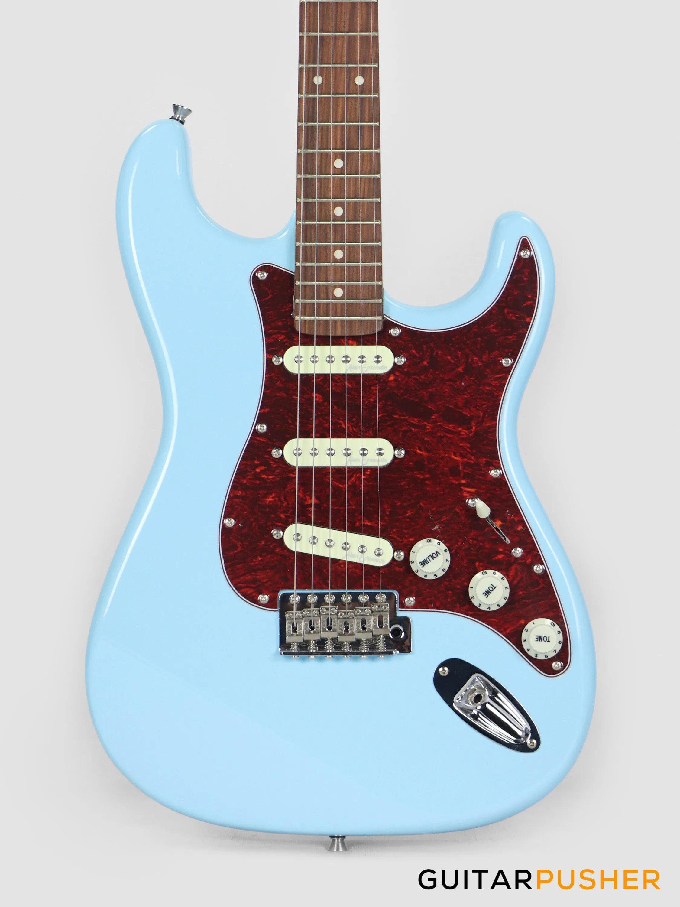 Vintage Coaster Series V60 S-Style Electric Guitar w/ Kinsman 10-Watt Amplifier, Gig Bag, & Accessories - Laguna Blue