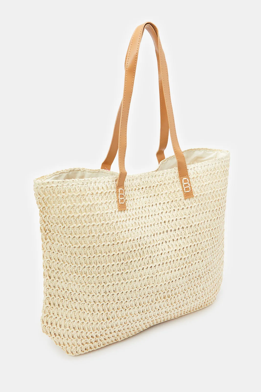 Women Beige Beach Bag