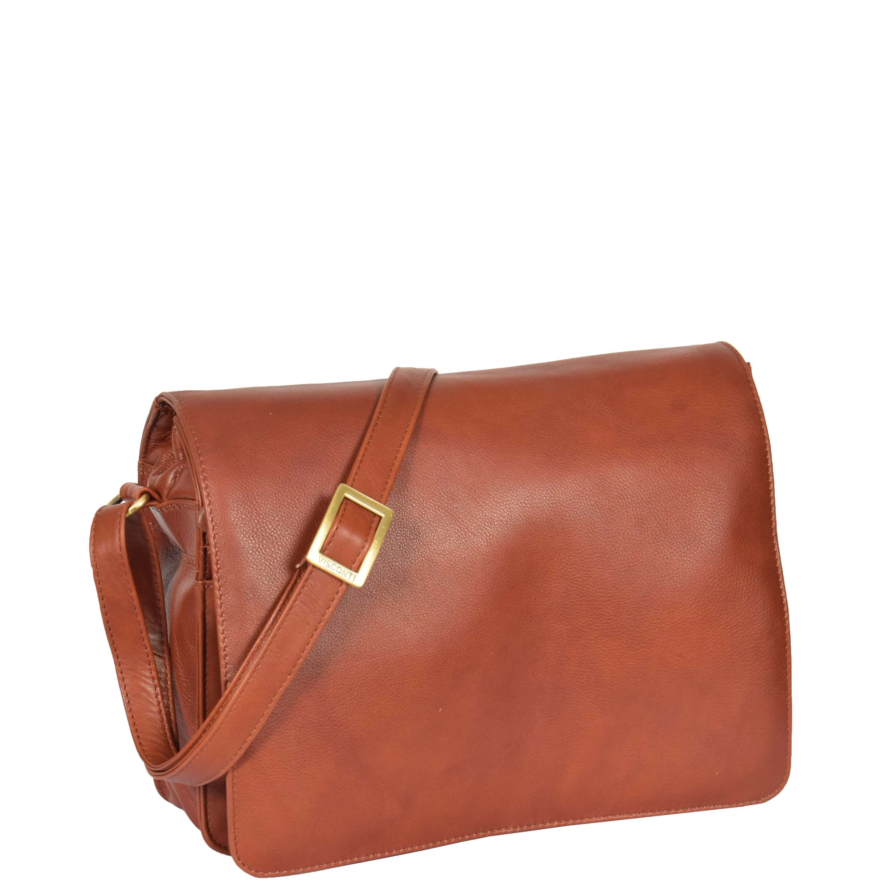 Womens BROWN Leather Shoulder Bag Classic Casual Cross Body Satchel A54