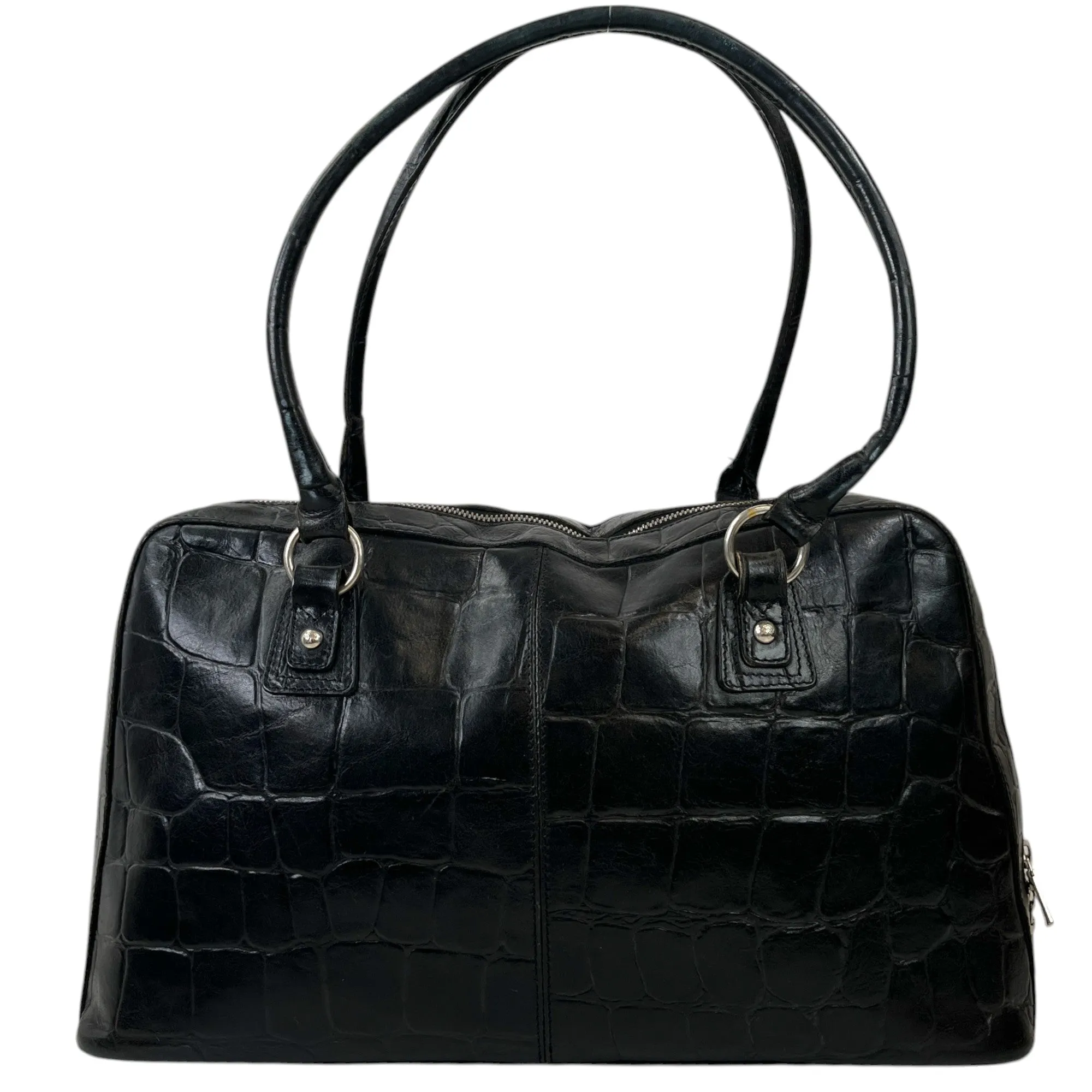 Women's Embossed Logo Handbag Black