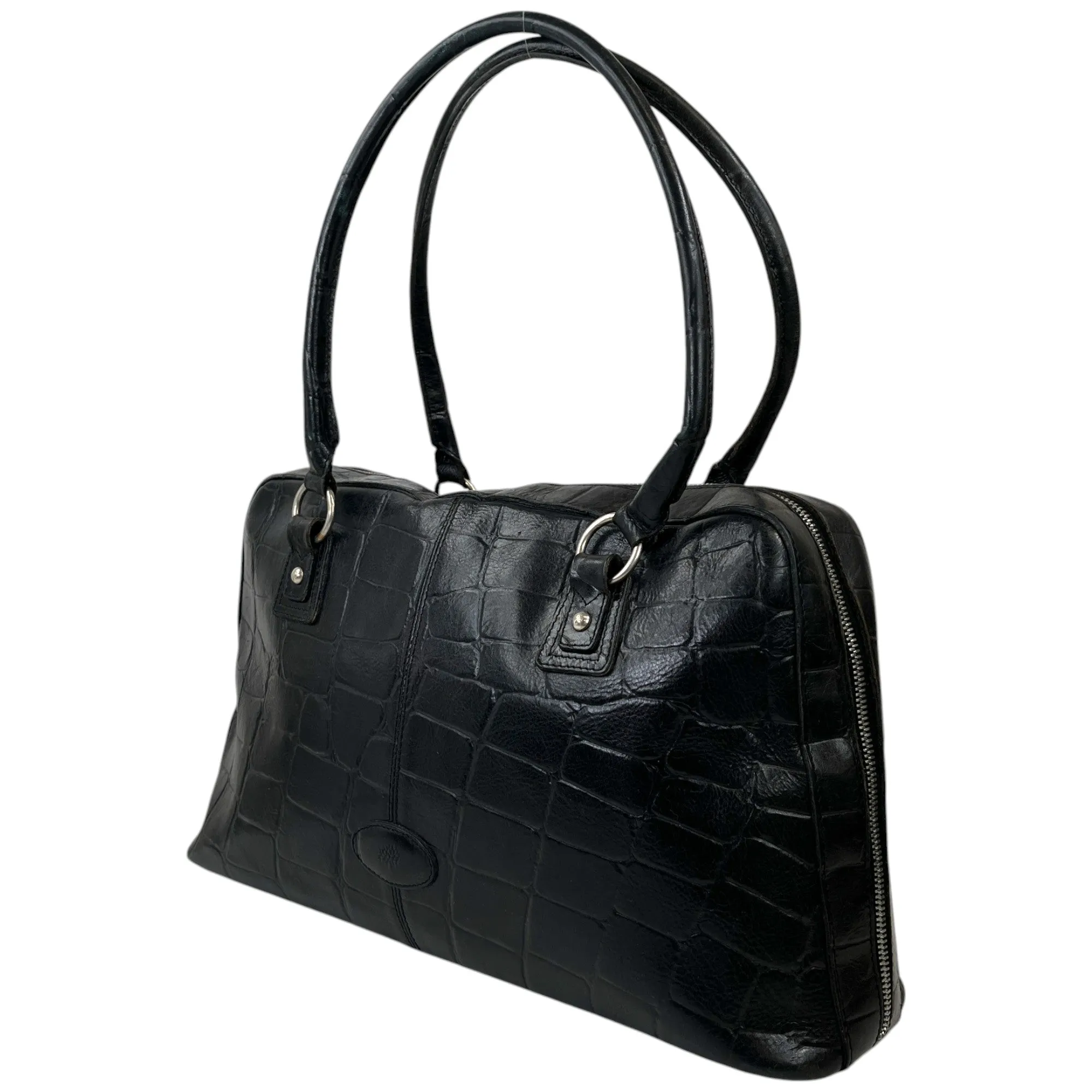 Women's Embossed Logo Handbag Black