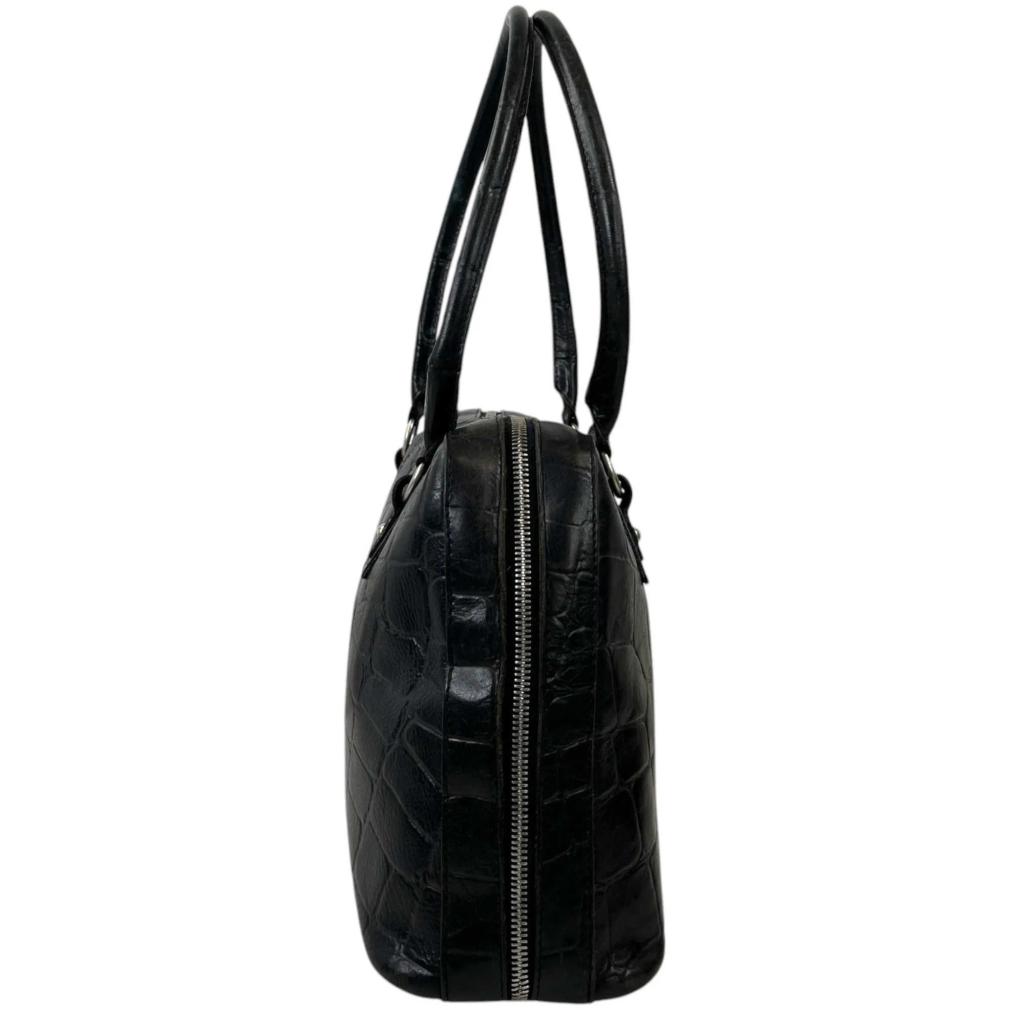 Women's Embossed Logo Handbag Black