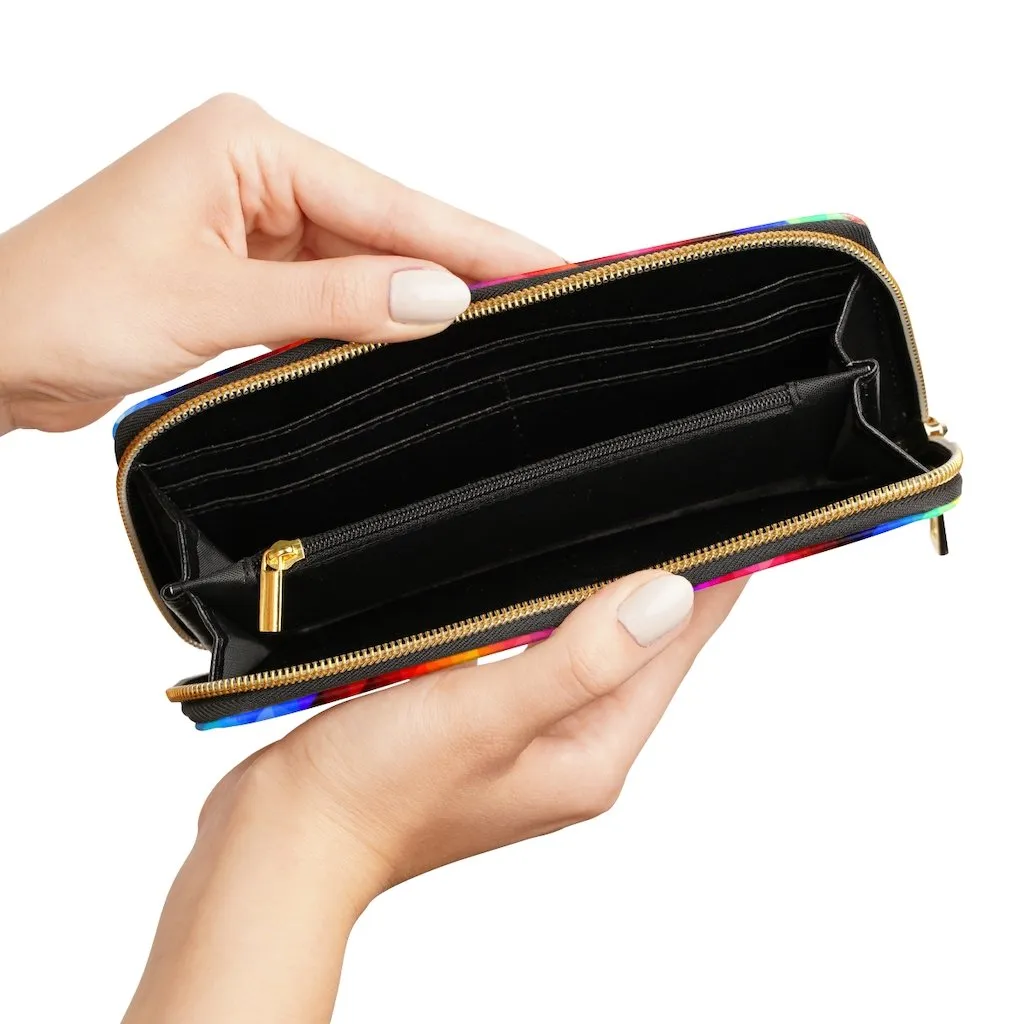 Wristlet Phone Wallet, Multicolor Gradient Colorblock Style Purse