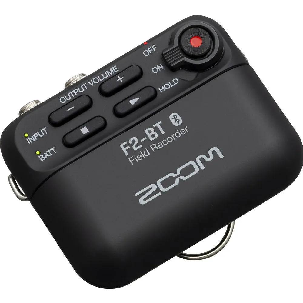 Zoom F2-BT Ultra Compact Bluetooth Enabled Portable Field Recorder with Lavalier Microphone   Extra Batteries   32GB MicroSD Card