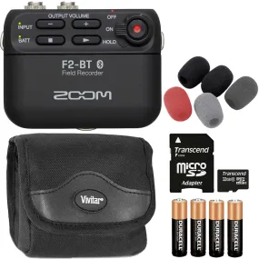 Zoom F2-BT Ultra Compact Field Recorder with Lavalier Microphone   Top Accessory Kit